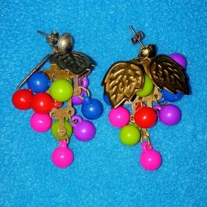 Multicolor Beaded Earrings with Gold Leaf Design